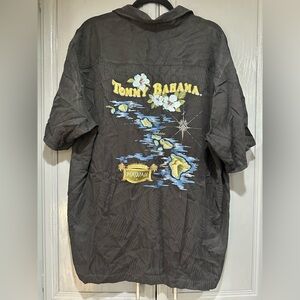 Tommy Bahama Limited Paradise Hawaii Silk Black Embroidered Shirt XL